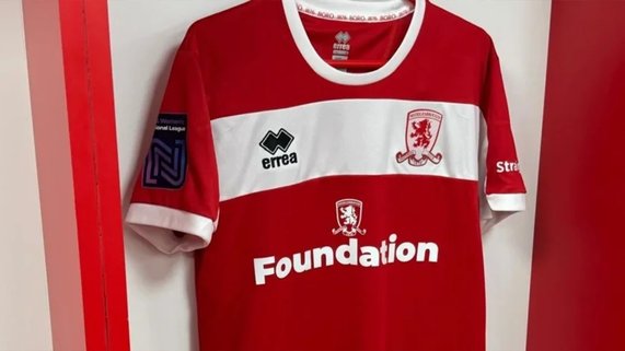 MFC Foundation logo on the front of the 2024/25 Boro home shirt