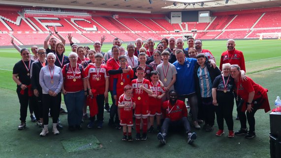 Match FIT participants smile after completing 5K for Roary's Big Week