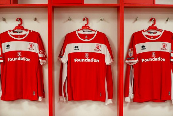 Foundation badge on the 2024/25 Boro home shirt