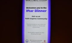 A welcoming notice for the first ever Iftar Dinner at the Riverside on March 26 2024