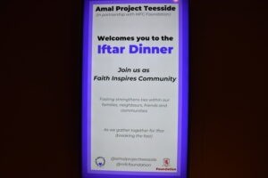 A welcoming notice for the first ever Iftar Dinner at the Riverside on March 26 2024