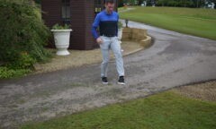 Former Boro star Andrew Taylor playing keepy-uppy with a golf ball