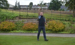 Former Boro star Neil Maddison following a hole in one in foot golf
