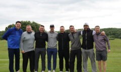 Eight players representing two teams from Middlesbrough College preparing to take part in Middlesbrough FC Foundation's Annual Golf Day held at Rockliffe on May 30th 2024